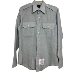 Vintage Flying Cross Uniform Shirt Men 15.5x35 Poly Wool Epaulets AG428 Green G7